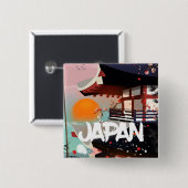 日本の建物と夕日 ポスター 缶バッジ (正面&裏面)