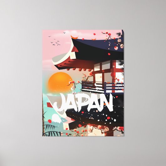 日本の建物 日没 ポスター キャンバスプリント (正面)
