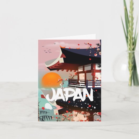 日本の建物 日没 ポスター ノートカード (正面)