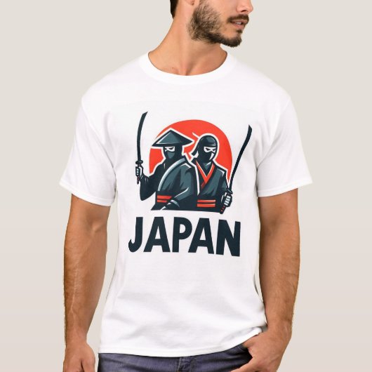 日本の忍者と侍 Tシャツ (正面)