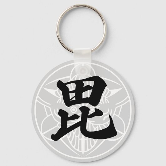 日本の戦国武将 上杉謙信 毘 キーホルダー (正面)