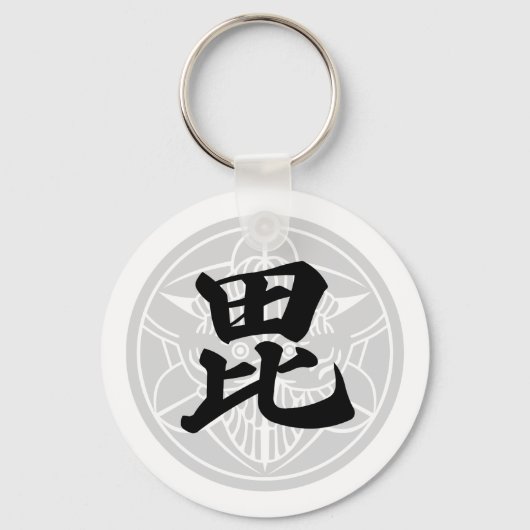 日本の戦国武将　上杉謙信　毘 キーホルダー (正面)