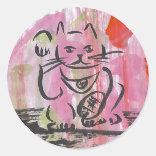 日本の招き猫 ラウンドシール