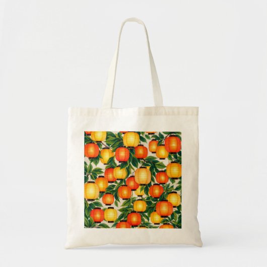 日本の提灯と植物 トートバッグ (正面)