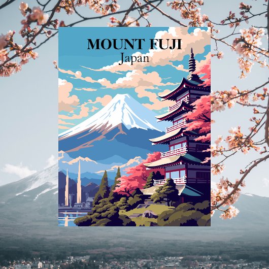 日本の旅行イラスト 富士山 ポストカード