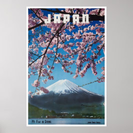日本の旅行ポスター 富士山 桜のプリント ポスター