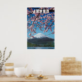 日本の旅行ポスター 富士山 桜のプリント ポスター (キッチン)