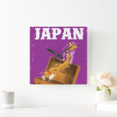 日本の旅 ヴィンテージ旅行ポスター スクエア壁時計 (ホーム)