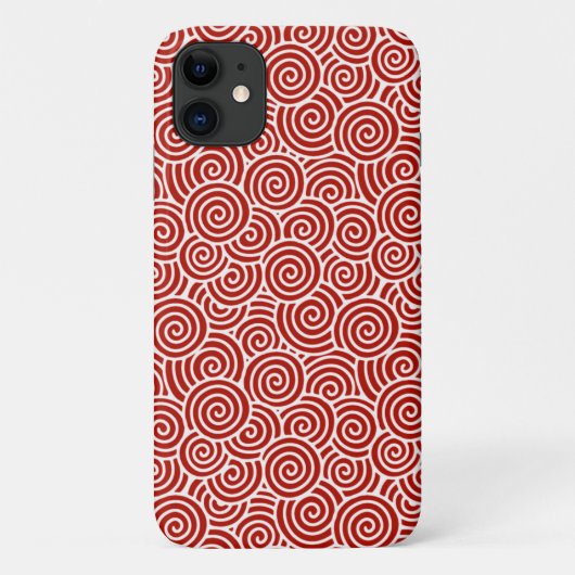 日本の旋回パターン – 深い赤と白 Case-Mate iPhoneケース (裏面)