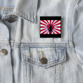 日本の旗と旭日旗の侍の武士 缶バッジ (インサイチュ)