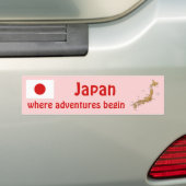 日本の旗+地図ステッカー バンパーステッカー (車上)