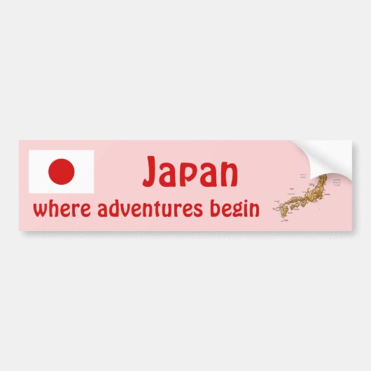 日本の旗+地図ステッカー バンパーステッカー (正面)
