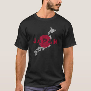日本の日本の地図と国旗動揺して Tシャツ