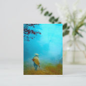 日本の日本の霧の中の旅人ヴィンテージ ポストカード (スタンド正面)