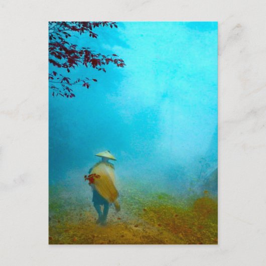 日本の日本の霧の中の旅人ヴィンテージ ポストカード (正面)