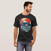 日本の日本風アート 神奈川 富士山 Tシャツ (正面フル)