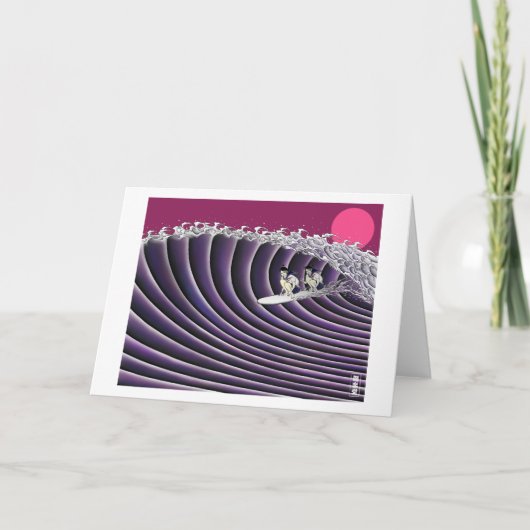 日本の日没のサーフィン カード (正面)