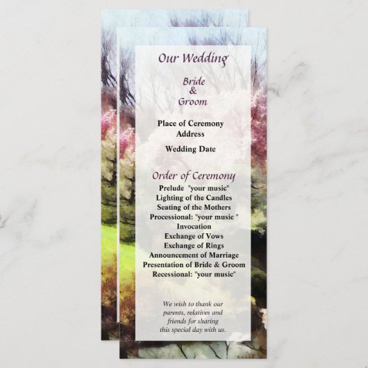 日本の春の結婚式 プログラム (正面/裏面)