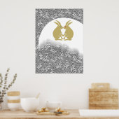 日本の月とウサギ ポスター (キッチン)