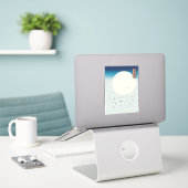 日本の月明けツバメ シール (デスク上のノートパソコン)