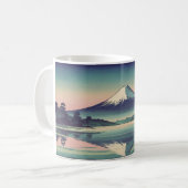 日本の朝焼けの富士山と河口湖の風景が楽しめるアートマグカップ コーヒーマグカップ (正面左)