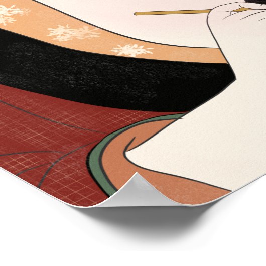 日本の木版女性ポートレート書ズ ポスター (角)