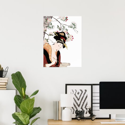 日本の木版女性ポートレート書ズ ポスター (ホームオフィス)