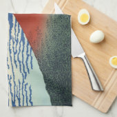 日本の木版：赤富士南風 キッチンタオル (四つ折り)