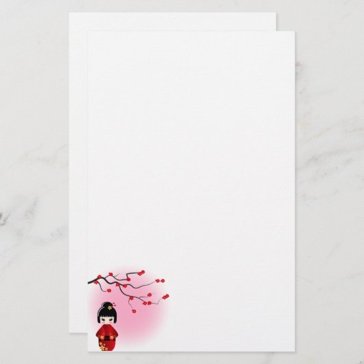 日本の桜こけし 便箋 (正面/裏面)