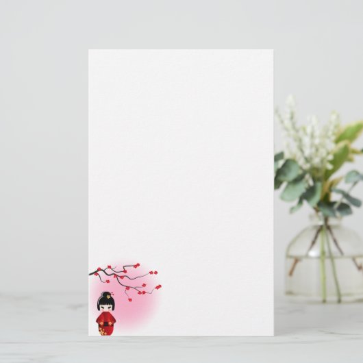 日本の桜こけし 便箋 (スタンド正面)