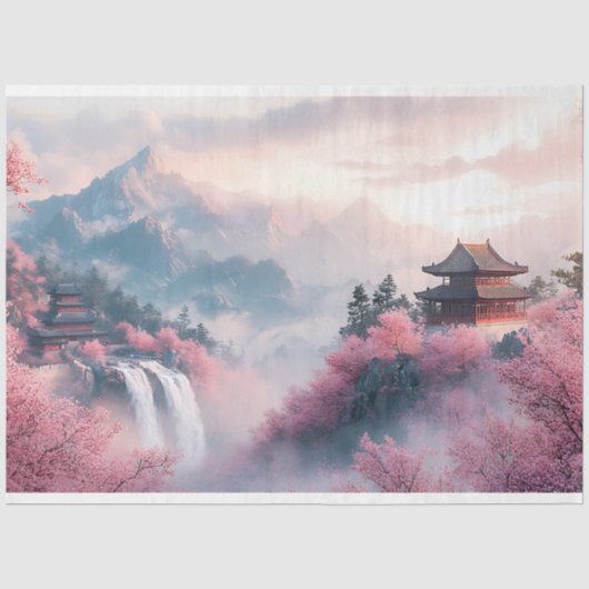 日本の桜と寺院 薄葉紙 (正面)