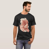 日本の桜と美しいベタの魚 Tシャツ (正面フル)