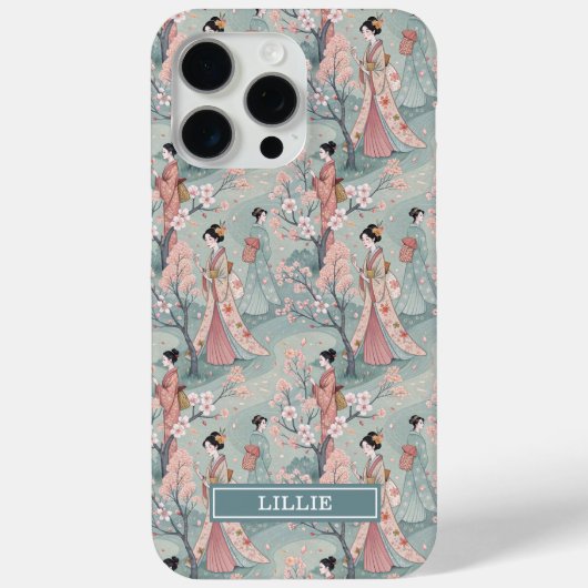 日本の桜と芸者パターンのモノグラムケース- Case-Mate iPhoneケース (裏面)