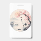 日本の桜と鶴の和風美学 バッジ (裏面)