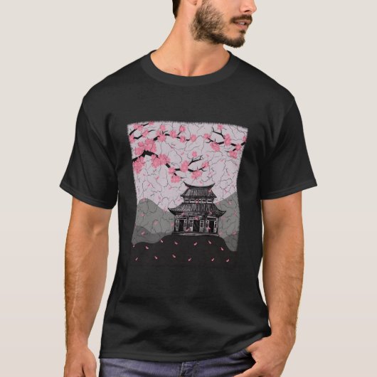 日本の桜のスタイル Tシャツ (正面)