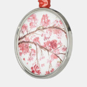 日本の桜のピンクの花 メタルオーナメント (左)