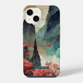日本の桜の山林モノグラム iPhoneケース (裏面)