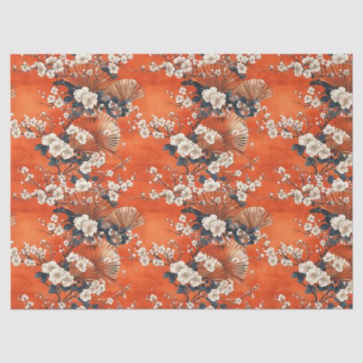 日本の桜の扇子パターン (1) 薄葉紙 (正面)