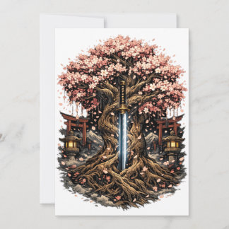 日本の桜の木と刀の幻想芸術 セーブザデート