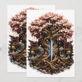 日本の桜の木と刀の幻想芸術 セーブザデート (正面/裏面)