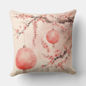 日本の桜の木と提灯 クッション (裏面)