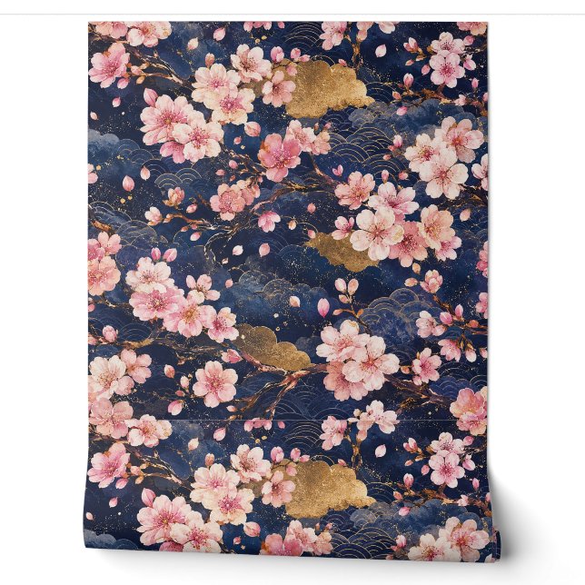日本の桜の水彩パターン | エレガントな桜 壁紙 (ほどく)