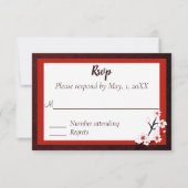 日本の桜の花のウェディング返信カード 出欠カード (正面)