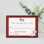 日本の桜の花のウェディング返信カード 出欠カード (スタンド正面)