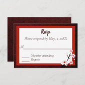 日本の桜の花のウェディング返信カード 出欠カード (正面/裏面)