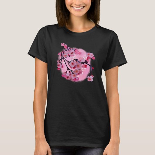 日本の桜の花のデザイン Tシャツ (正面)