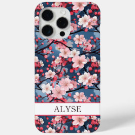 日本の桜の花のモノグラム iPhone 15 PRO MAXケース