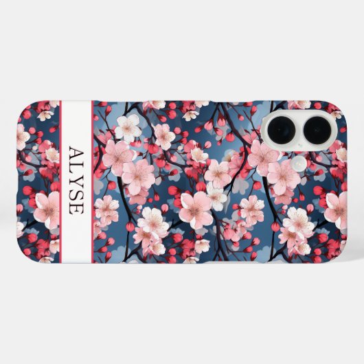 日本の桜の花のモノグラム Case-Mate iPhoneケース (裏面 (横))