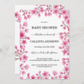 日本の桜の花の境界のベビーシャワー 招待状 (正面/裏面)