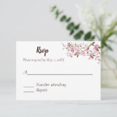 日本の桜の花の結婚式の返信カード 出欠カード (スタンド正面)